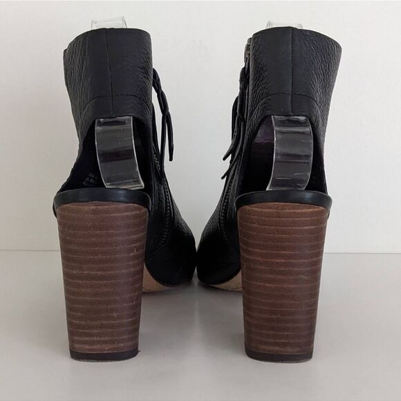 Splendid Darlene ll Black Leather Peep Toe Block Heel Sandals 9 - Picture 6 of 12